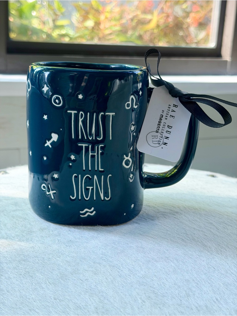 Rae Dunn Trust The Signs Halloween 2026 Mug Blue Zodiac Celestial Astrology NWT